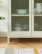Sideboard - Sand Beige - Fluted Glass Doors