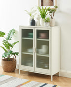 Sideboard - Sand Beige - Fluted Glass Doors