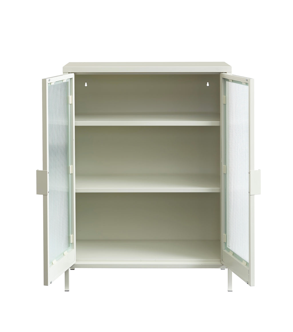 Sideboard - Sand Beige - Fluted Glass Doors