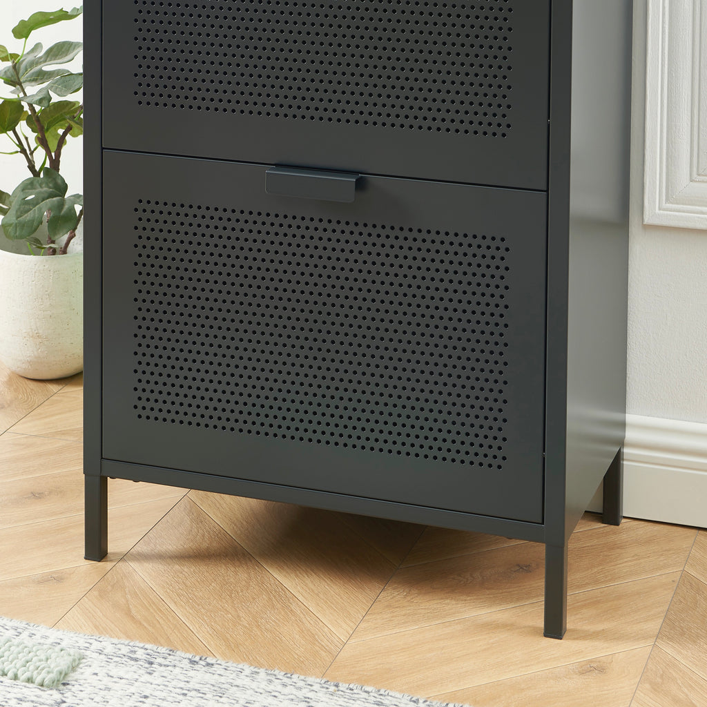 Shoe Cabinet - Metal - Anthracite Gray