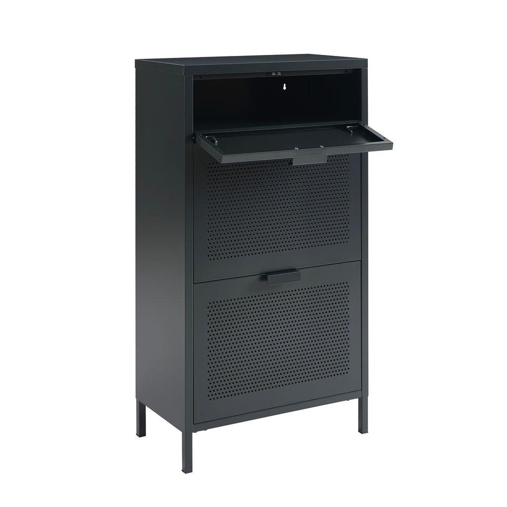 Shoe Cabinet - Metal - Anthracite Gray