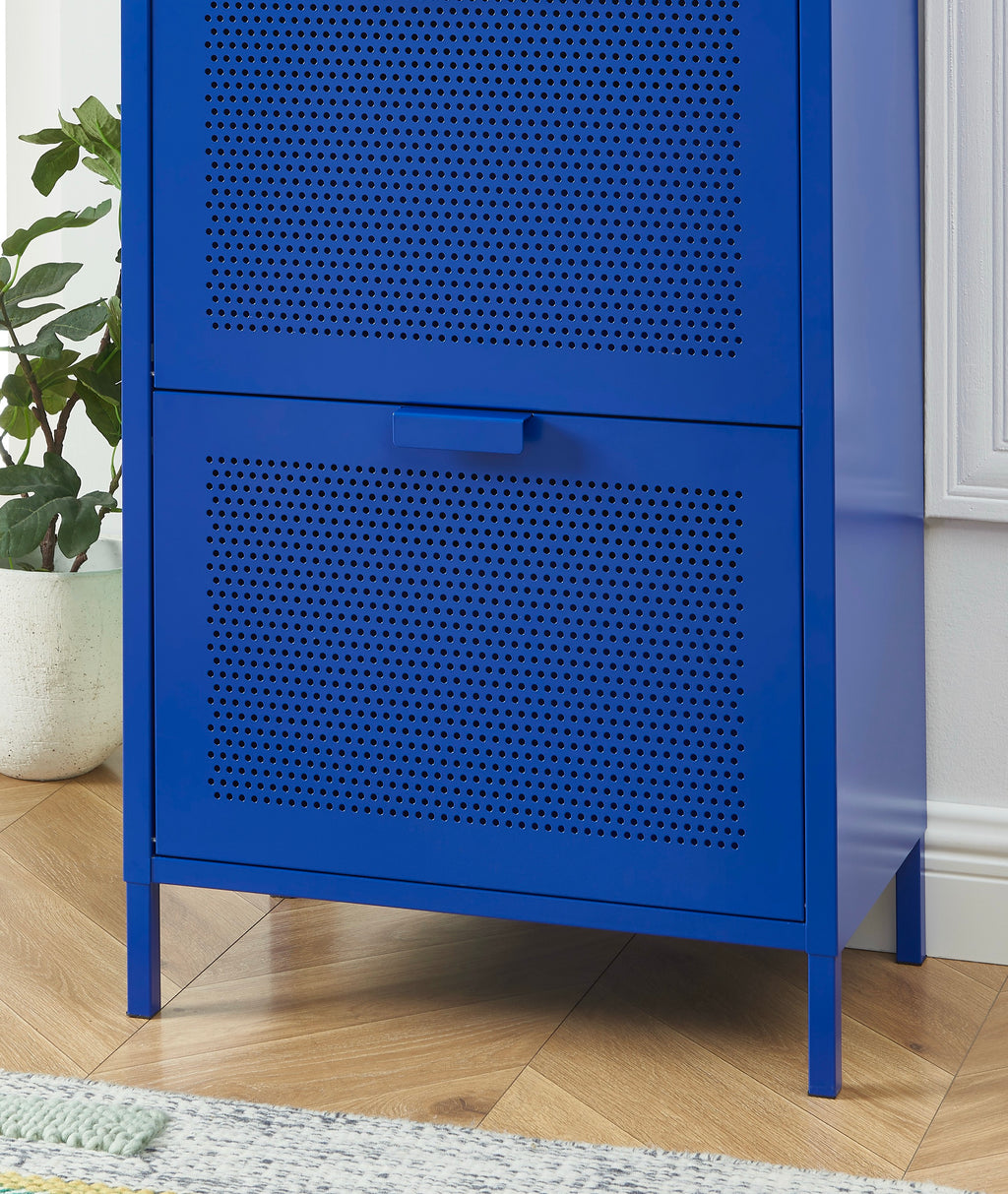 Meuble À Chaussures - Métal - Bleu Électrique