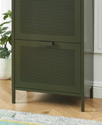 Shoe Cabinet - Metal - Dark Olive Green