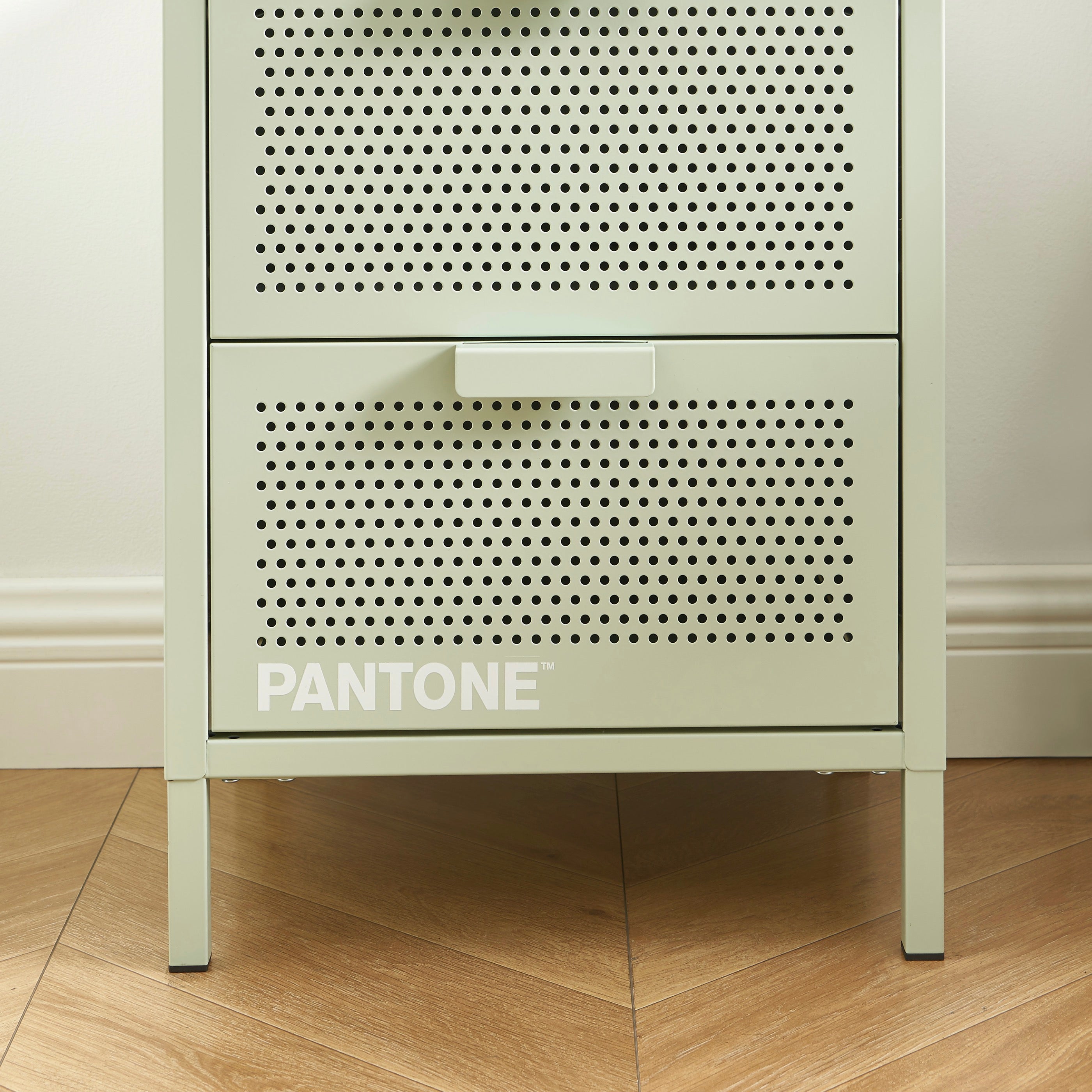 Bedside Table - Metal - Almond Green - Double Drawers