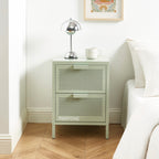 Bedside Table - Metal - Almond Green - Double Drawers