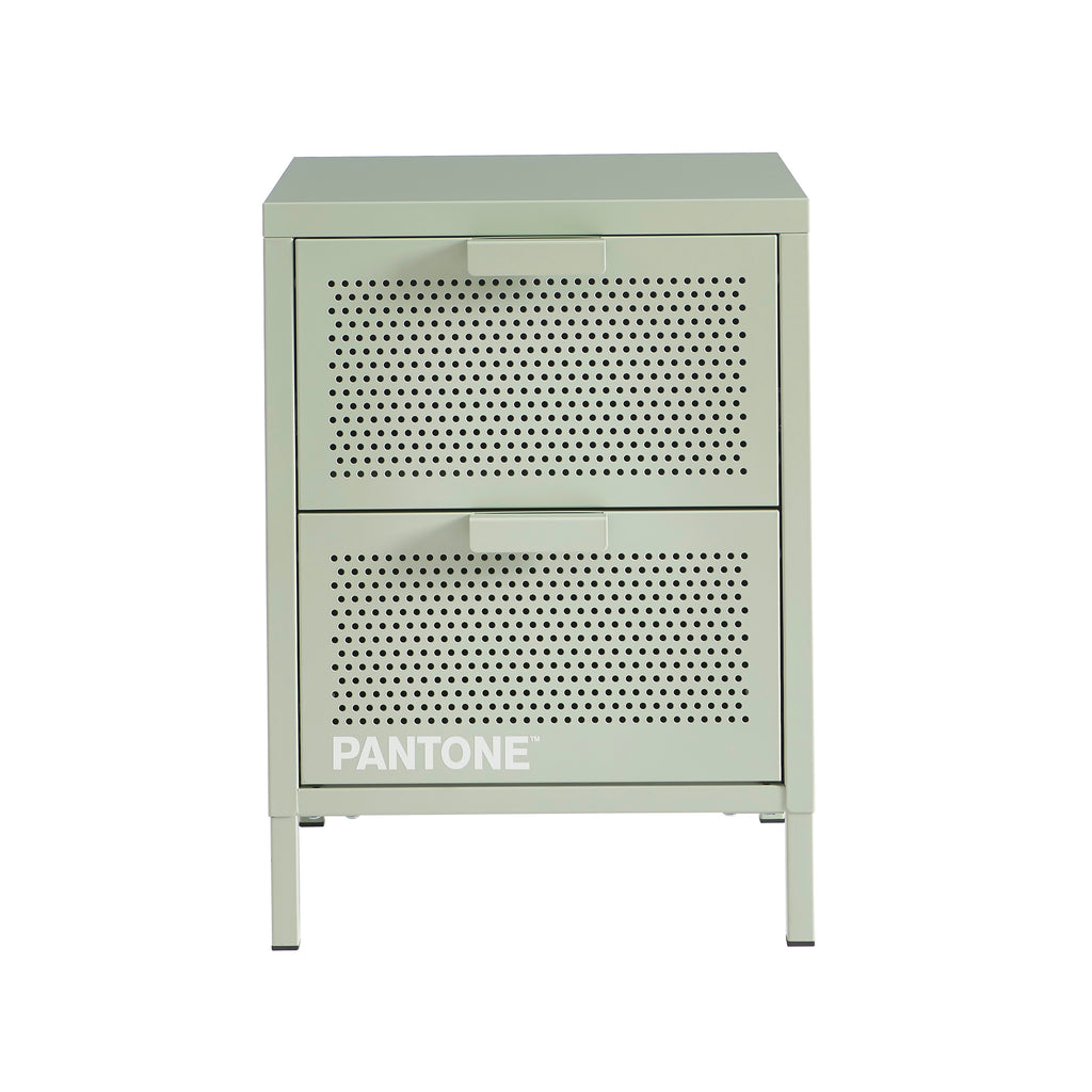 Bedside Table - Metal - Almond Green - Double Drawers