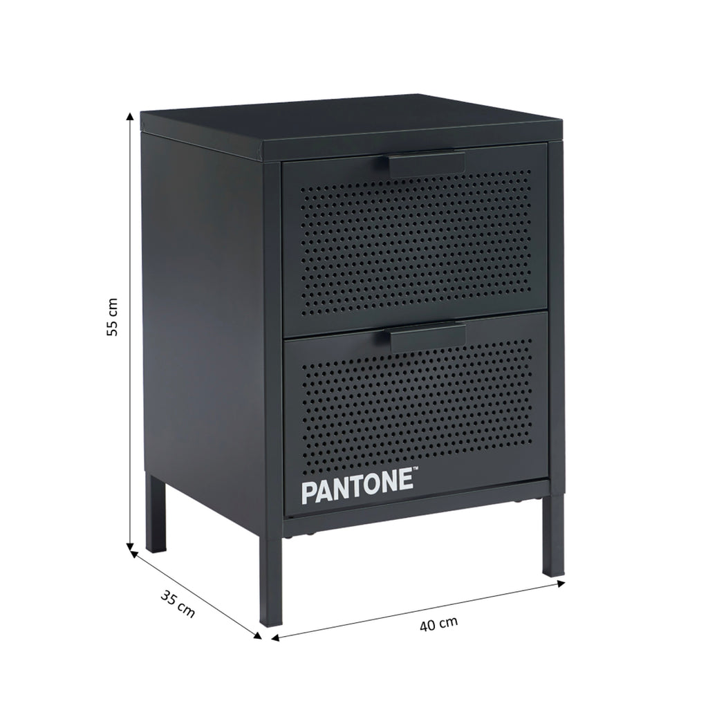 Bedside Table - Metal - Anthracite Gray - Double Drawers