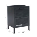 Bedside Table - Metal - Anthracite Gray - Double Drawers