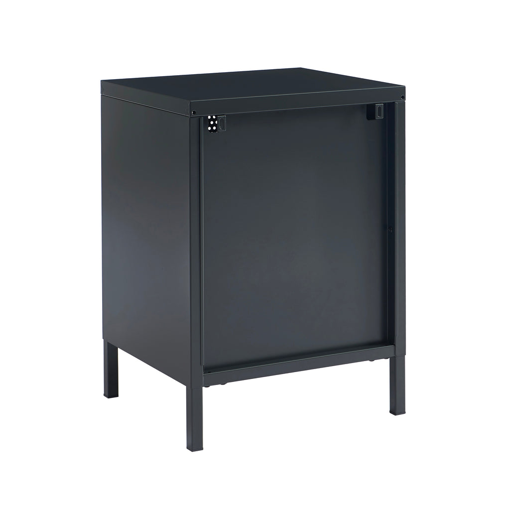 Bedside Table - Metal - Anthracite Gray - Double Drawers