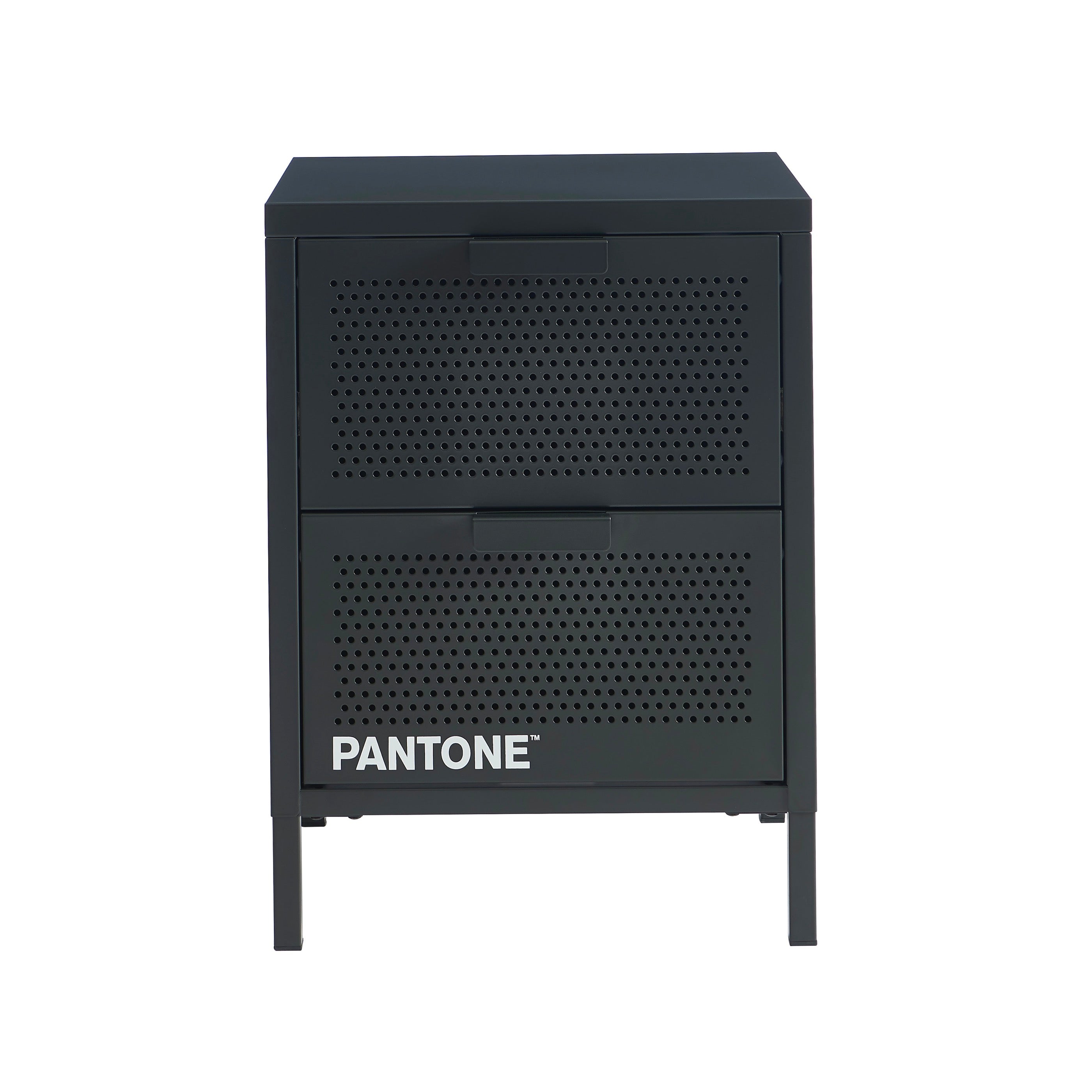 Bedside Table - Metal - Anthracite Gray - Double Drawers