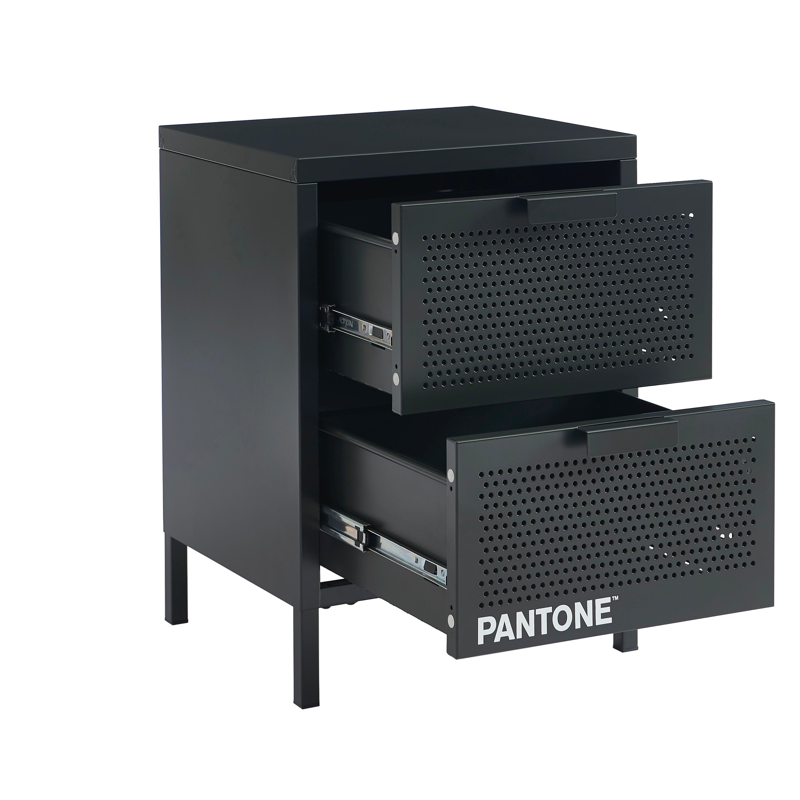 Bedside Table - Metal - Anthracite Gray - Double Drawers