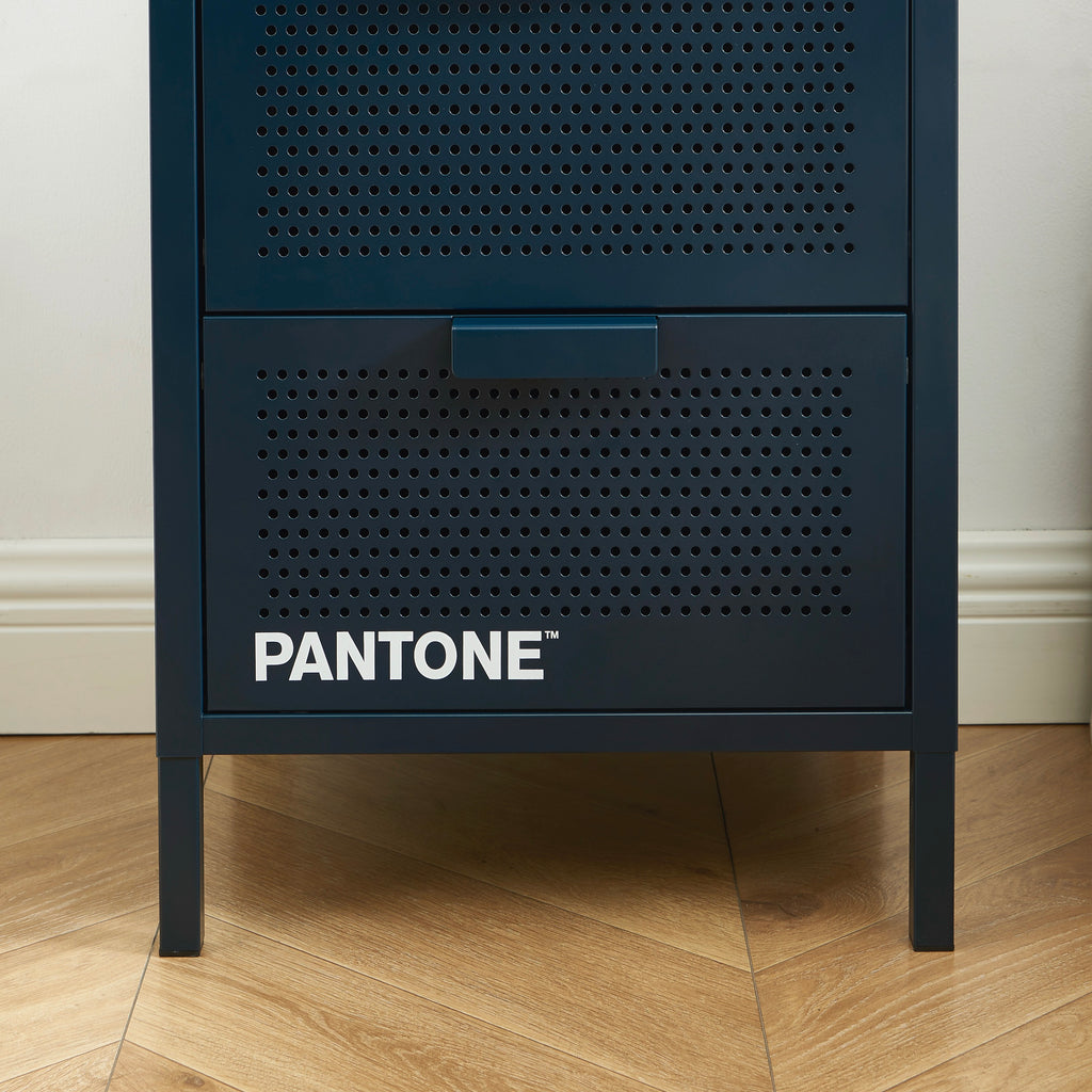 Bedside Table - Metal - Midnight Blue - Double Drawers