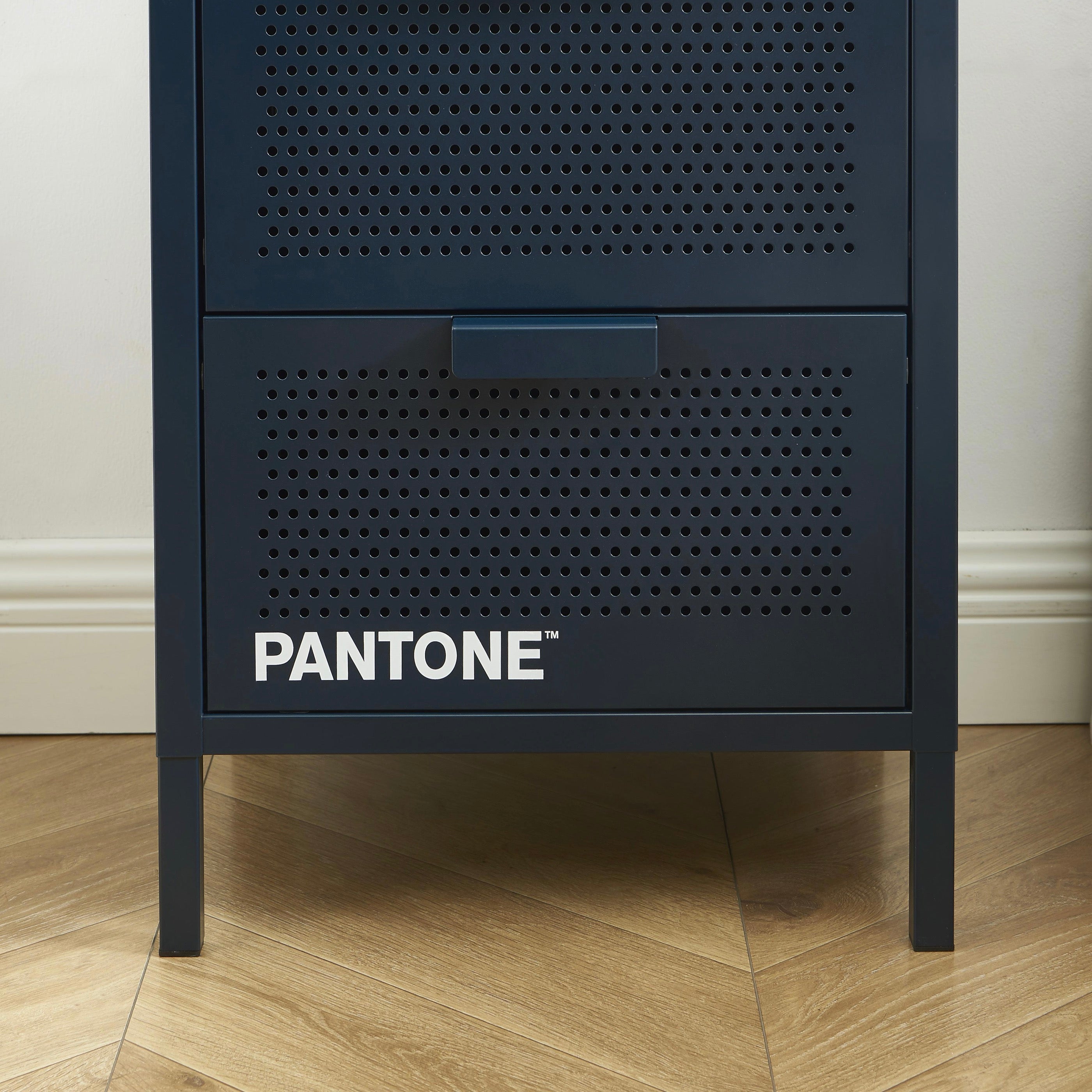 Bedside Table - Metal - Midnight Blue - Double Drawers