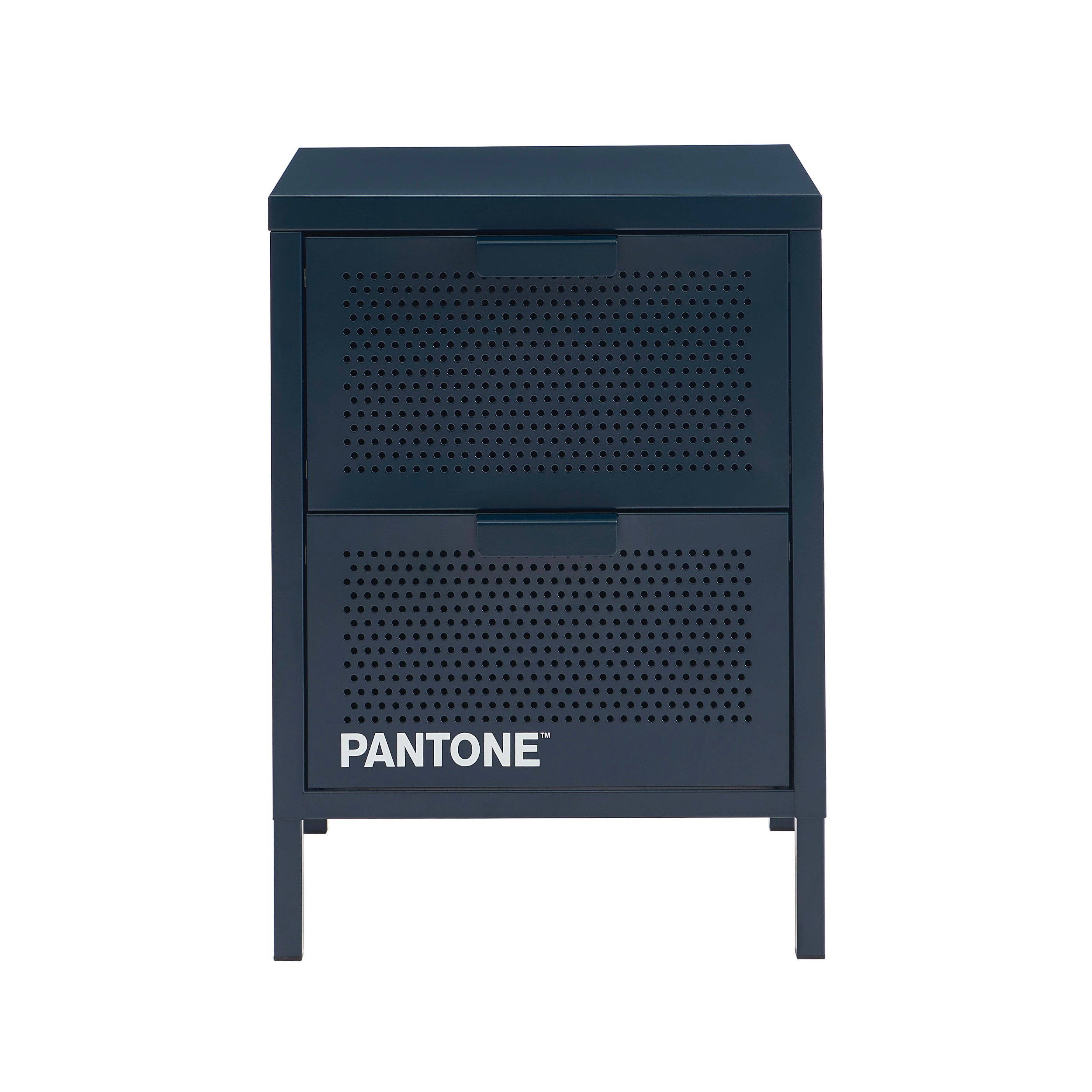 Bedside Table - Metal - Midnight Blue - Double Drawers