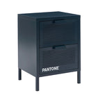 Bedside Table - Metal - Midnight Blue - Double Drawers