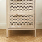 Bedside Table - Metal - Taupe - Double Drawers