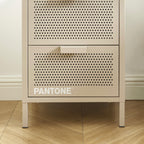 Bedside Table - Metal - Taupe - Double Drawers