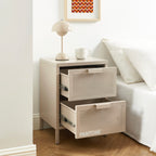 Bedside Table - Metal - Taupe - Double Drawers