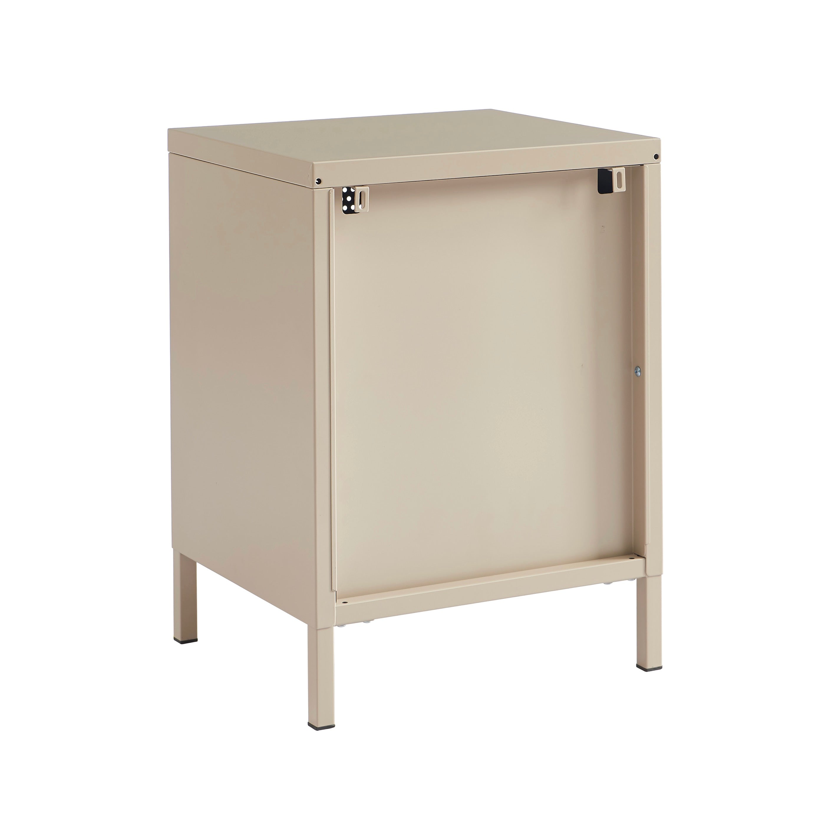 Bedside Table - Metal - Taupe - Double Drawers