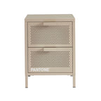 Bedside Table - Metal - Taupe - Double Drawers