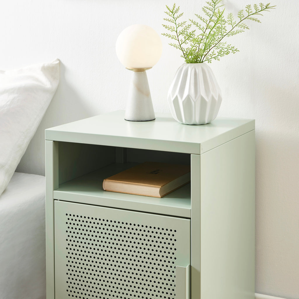 Bedside Table - Metal - Almond Green