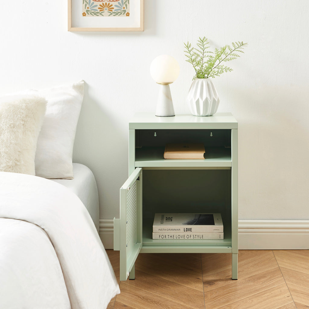Bedside Table - Metal - Almond Green