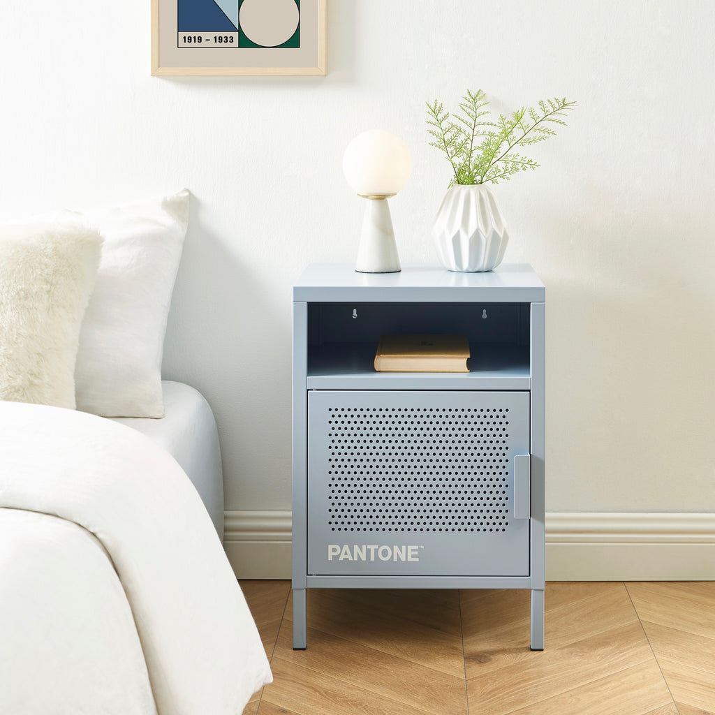 Bedside Table - Metal - Gray Blue