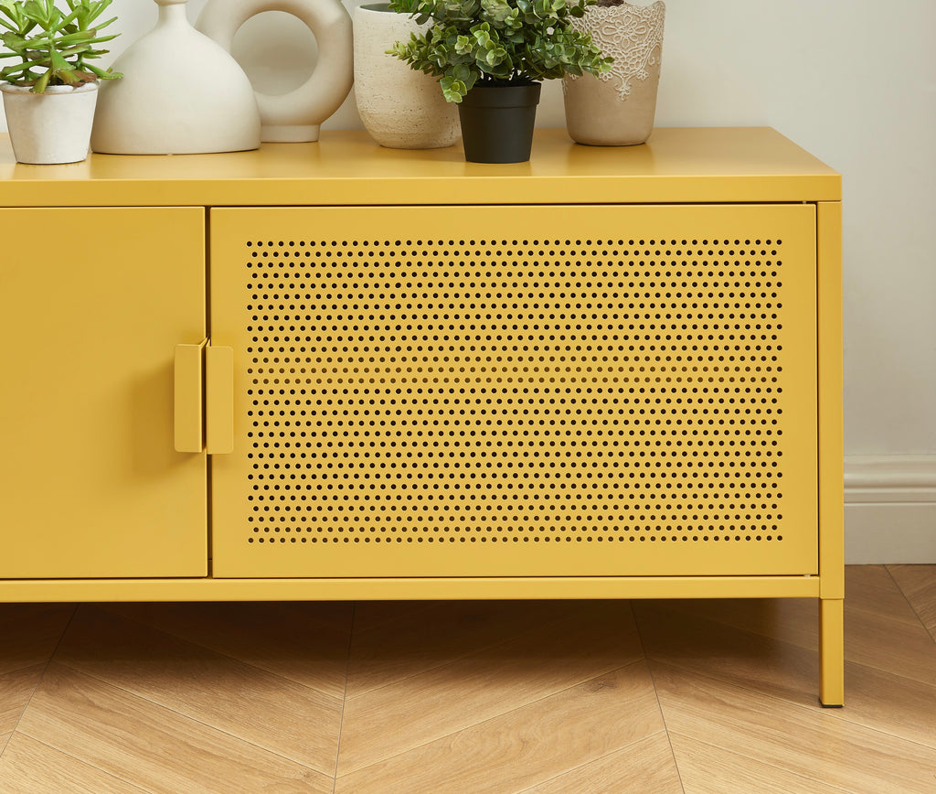 Meuble Tv - Métal - Jaune Moutarde