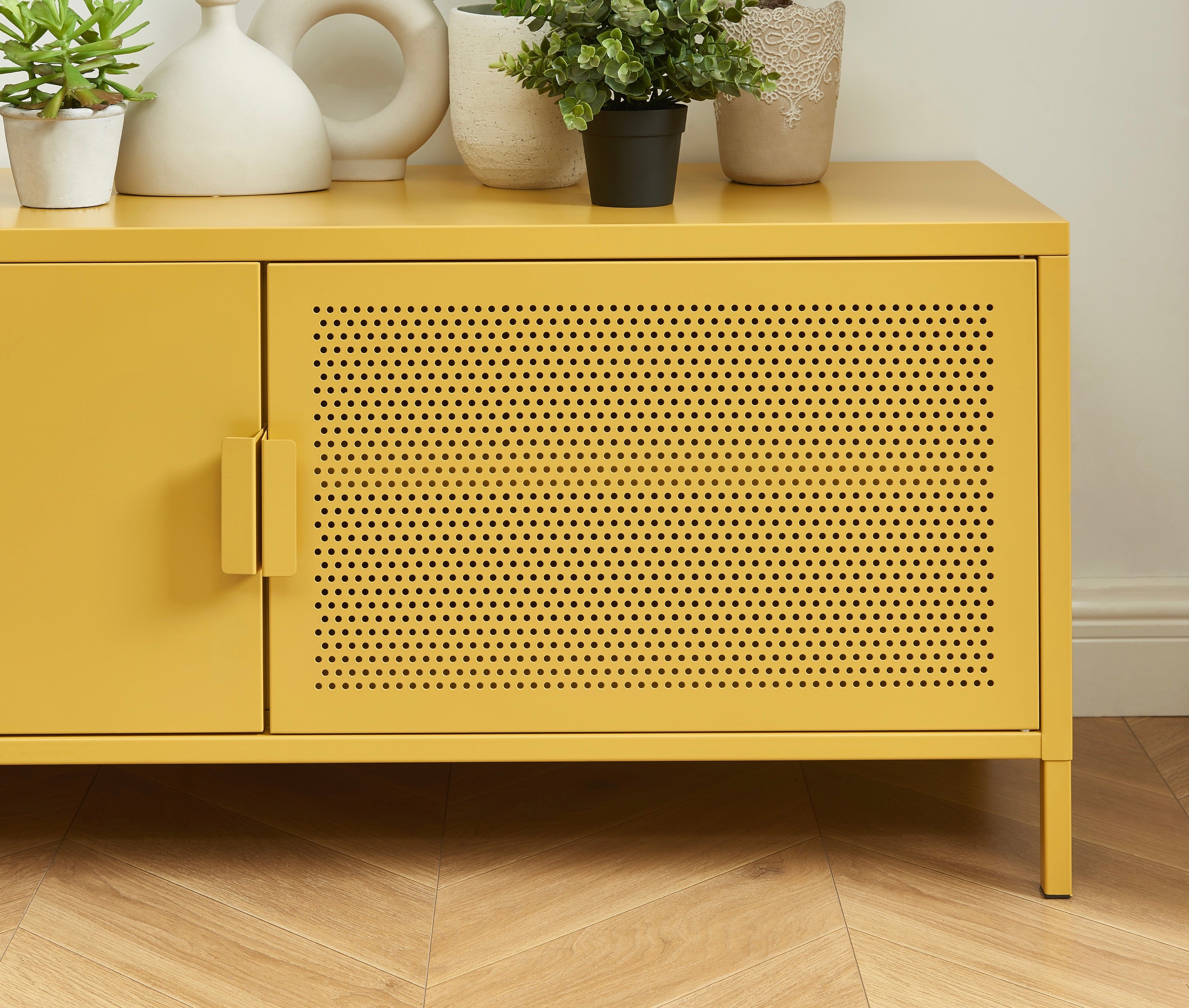 Meuble Tv - Métal - Jaune Moutarde