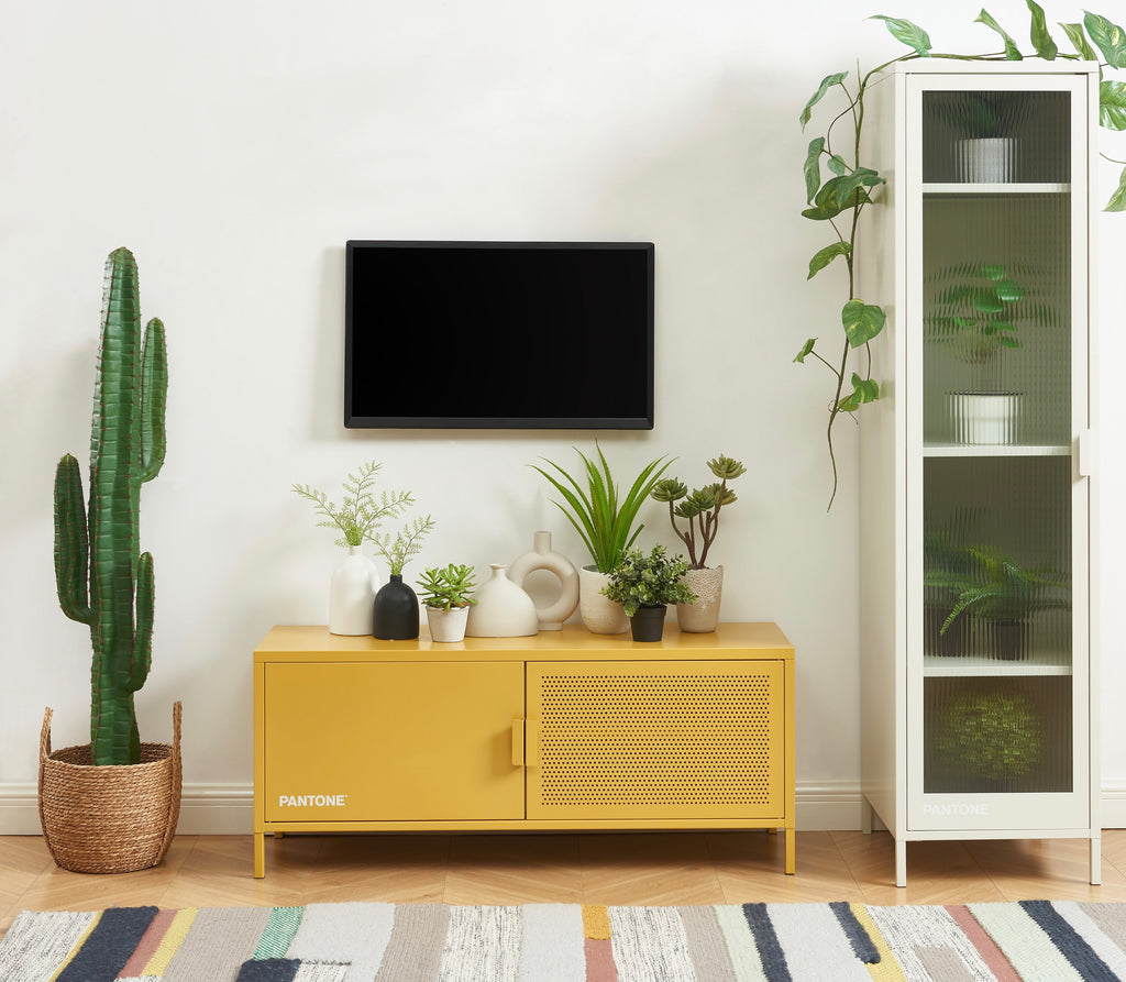 Meuble Tv - Métal - Jaune Moutarde