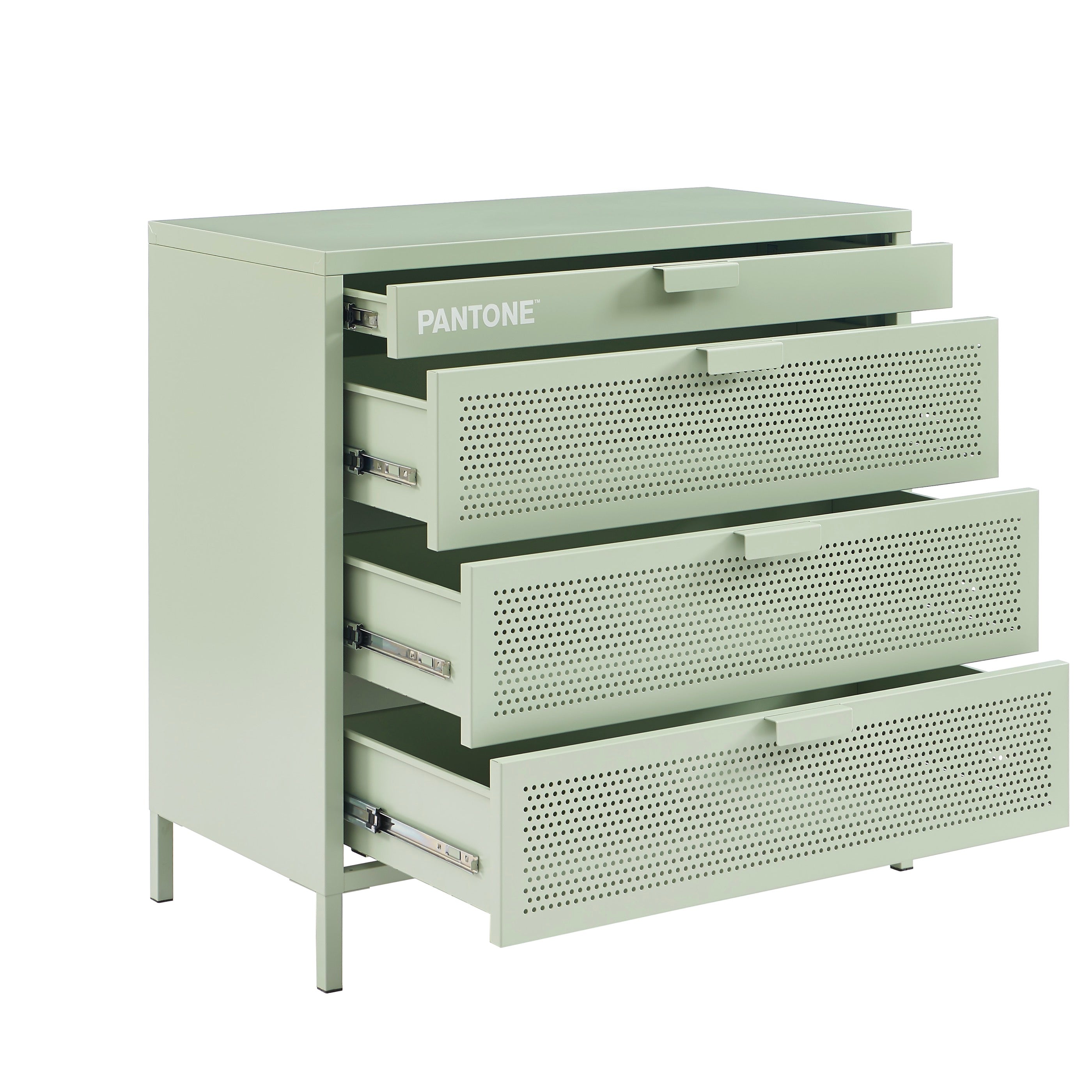 Commode - Métal - Vert Amande - 4 Tiroirs
