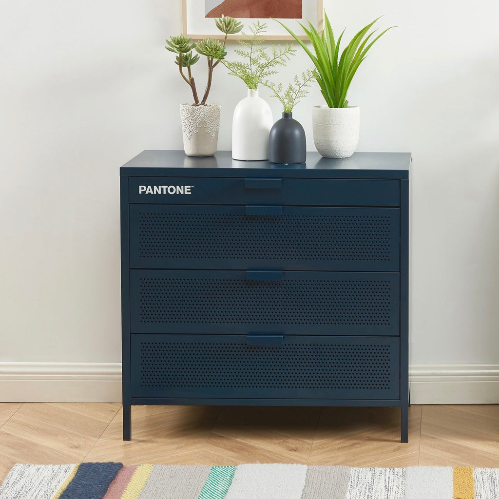 Commode - Métal - Bleu Nuit - 4 Tiroirs