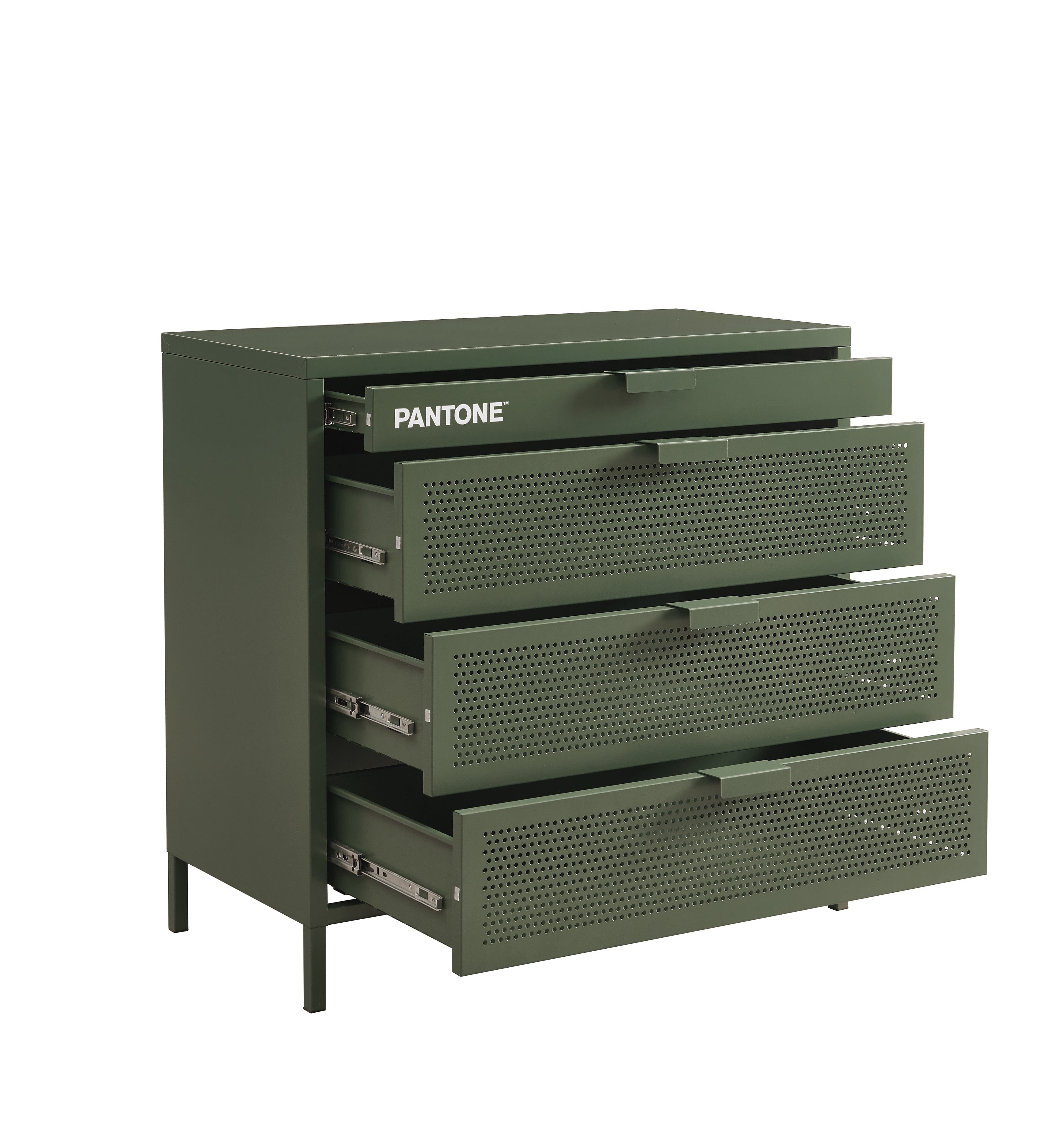 Chest of Drawers - Metal - Olive Green - 4 Drawers
