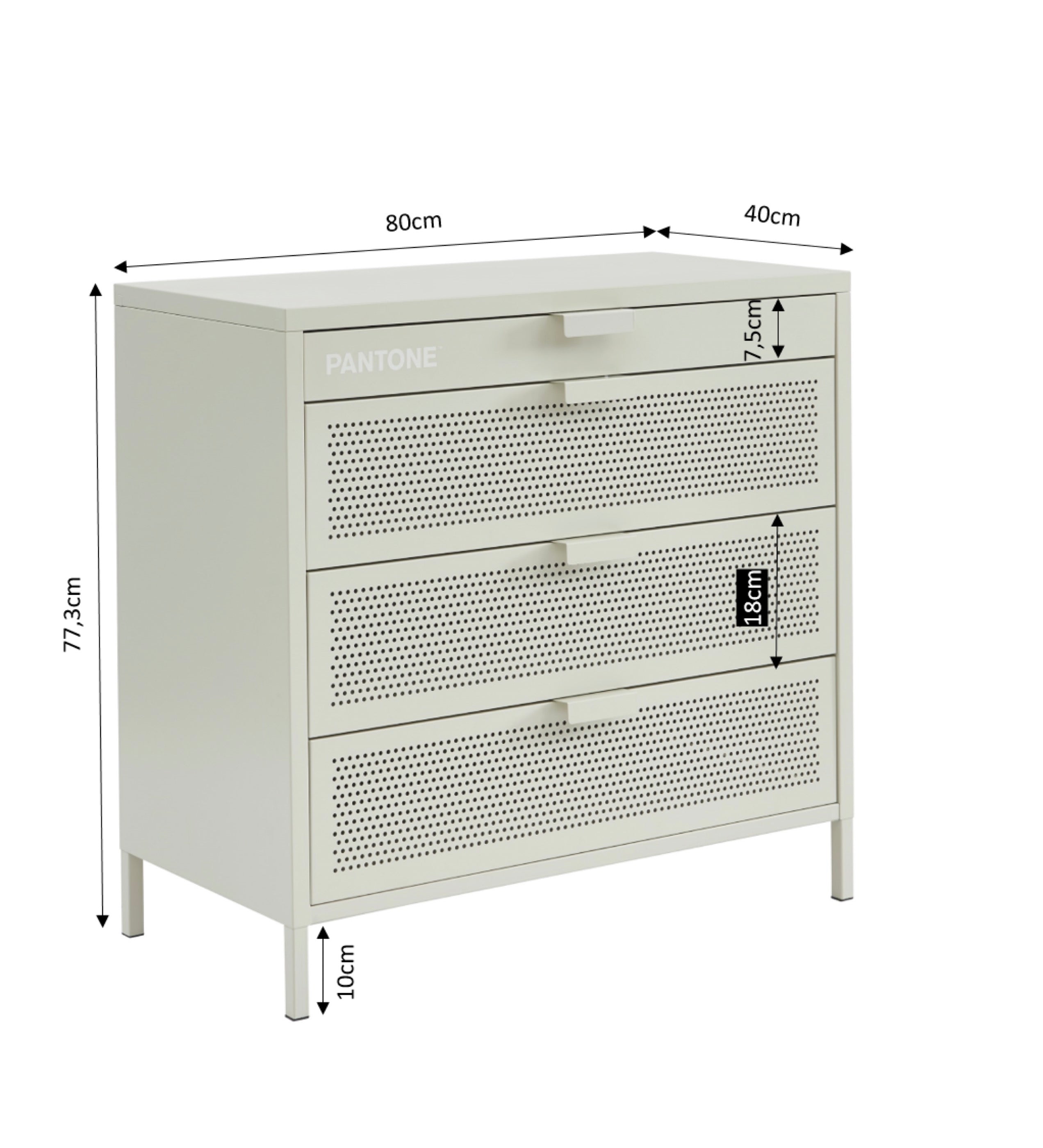 Chest of drawers - Metal - Sand Beige - 4 Drawers