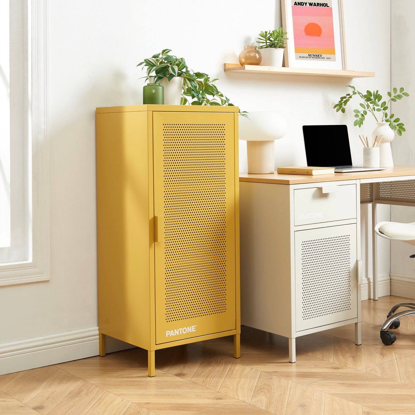 Pedestal de Oficina - Metal - Amarillo Mostaza