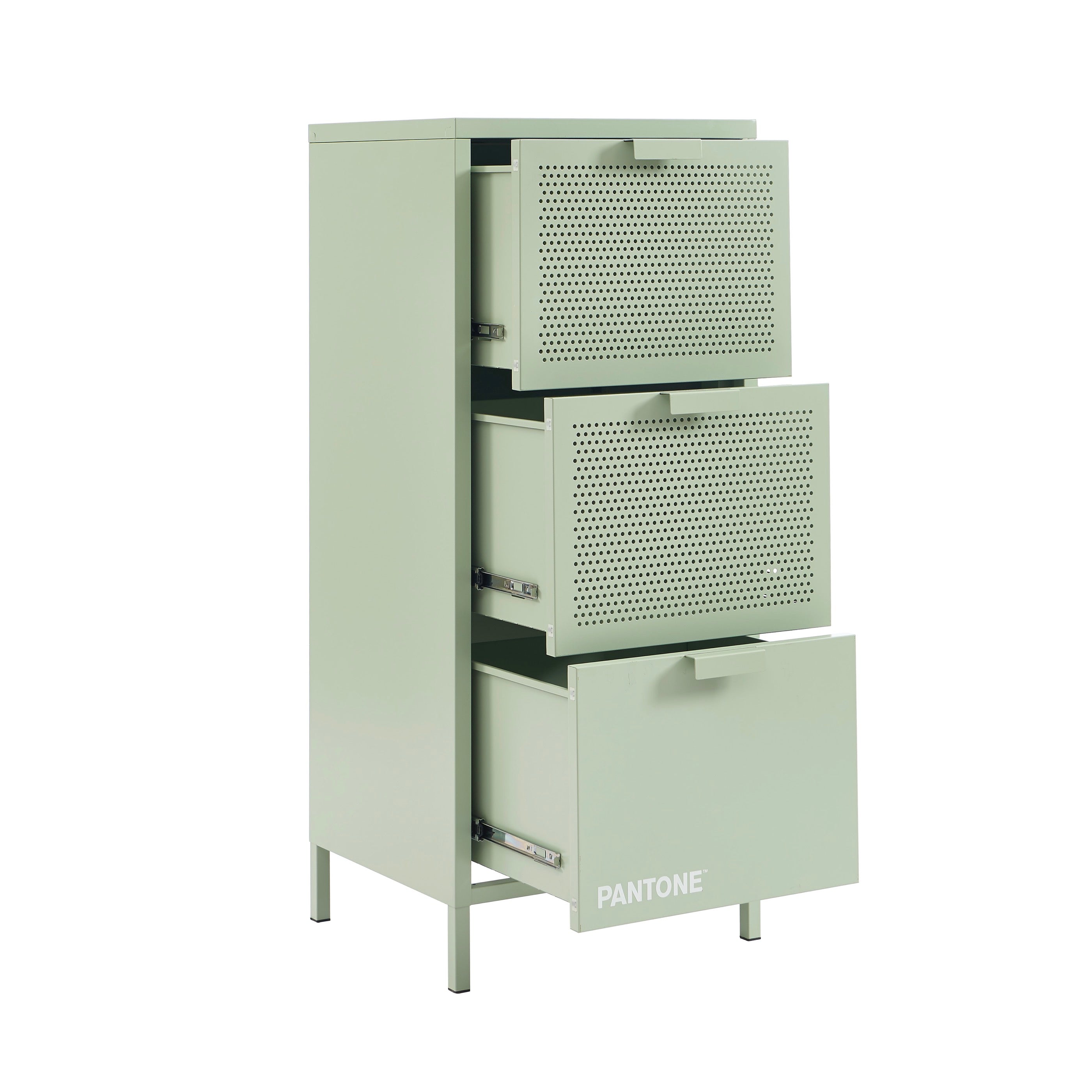 Caisson De Bureau - Métal - Vert Amande - 3 Tiroirs