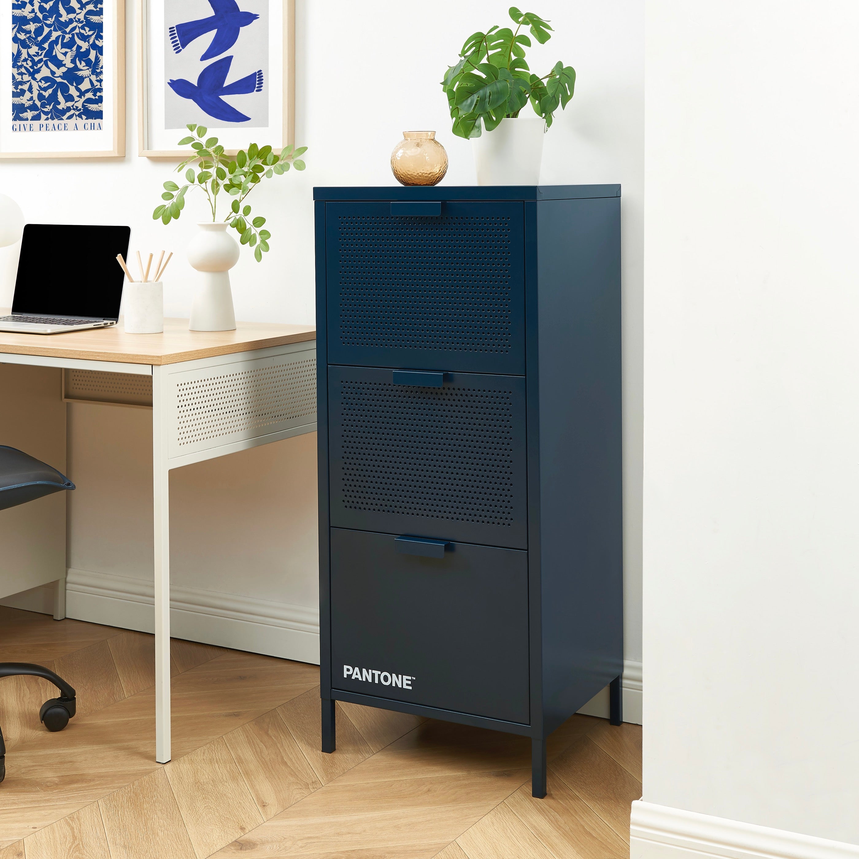 Caisson De Bureau - Métal - Bleu Nuit - 3 Tiroirs