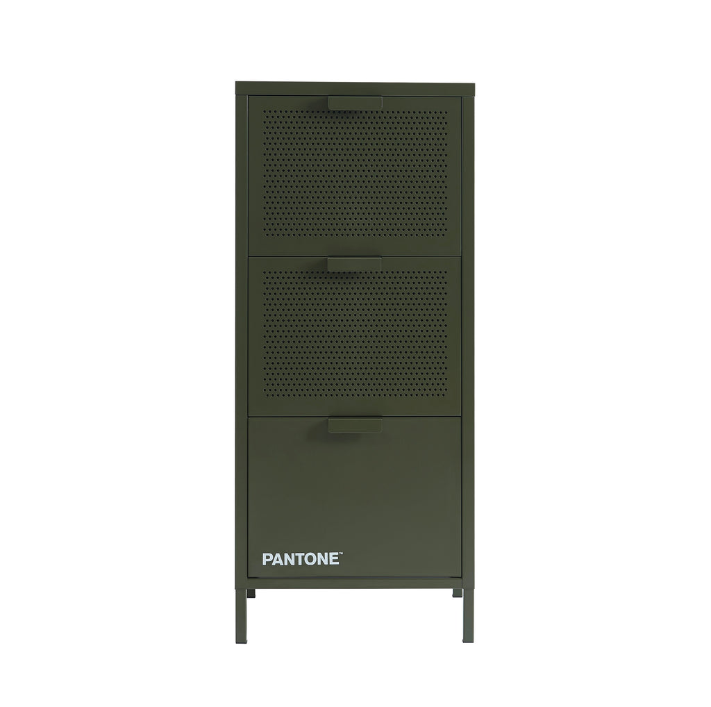 Mueble de Oficina - Metal - Verde Oliva - 3 Cajones