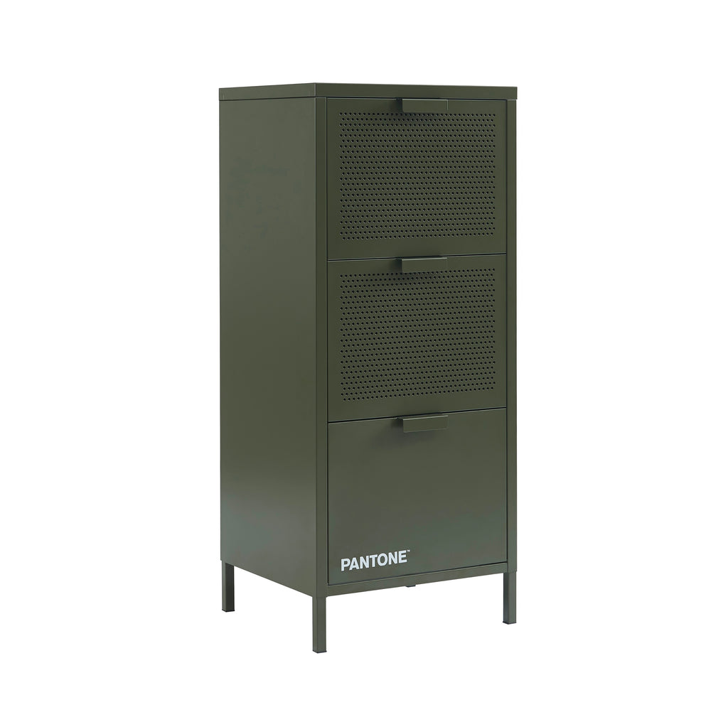 Mueble de Oficina - Metal - Verde Oliva - 3 Cajones
