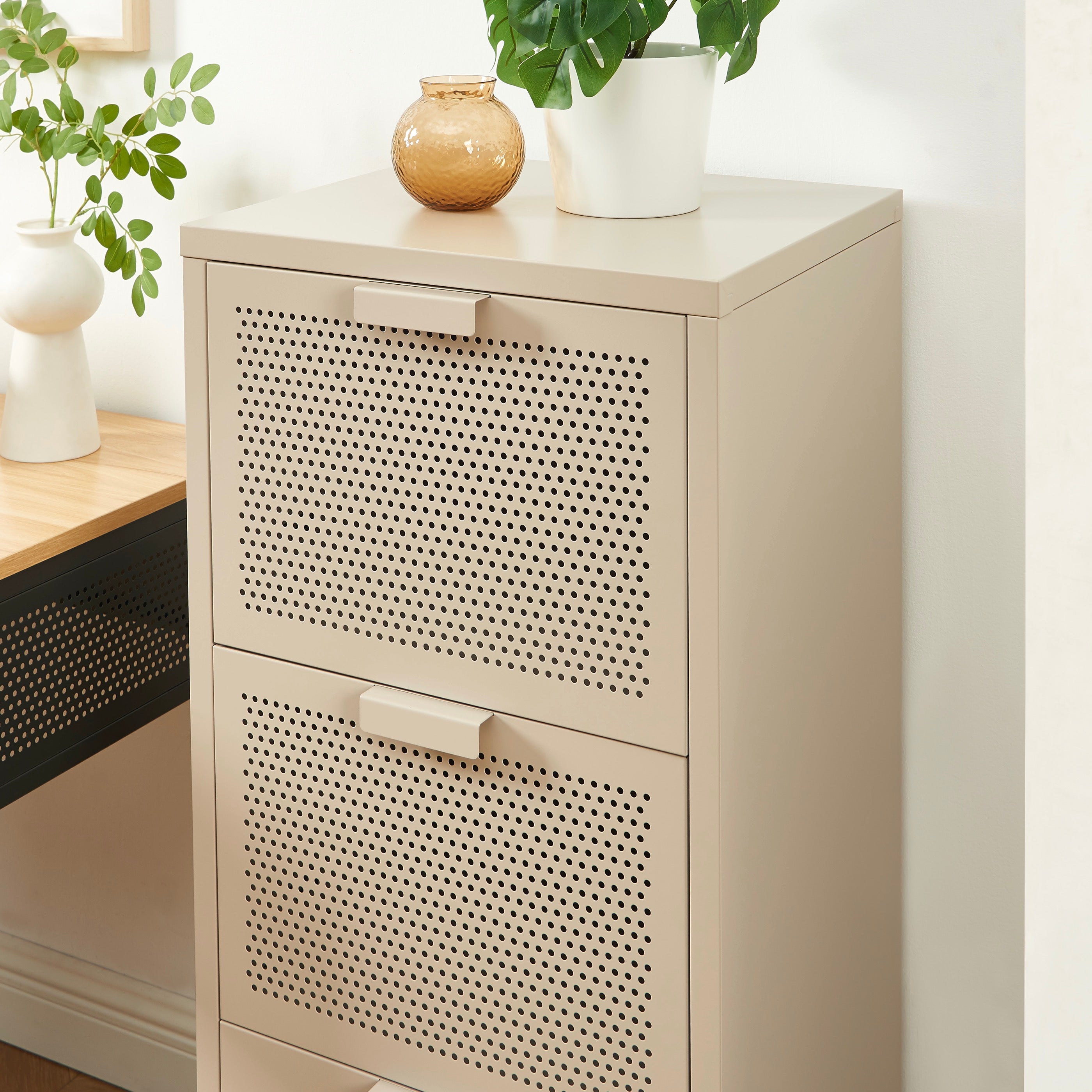 Caisson De Bureau - Métal - Taupe - 3 Tiroirs