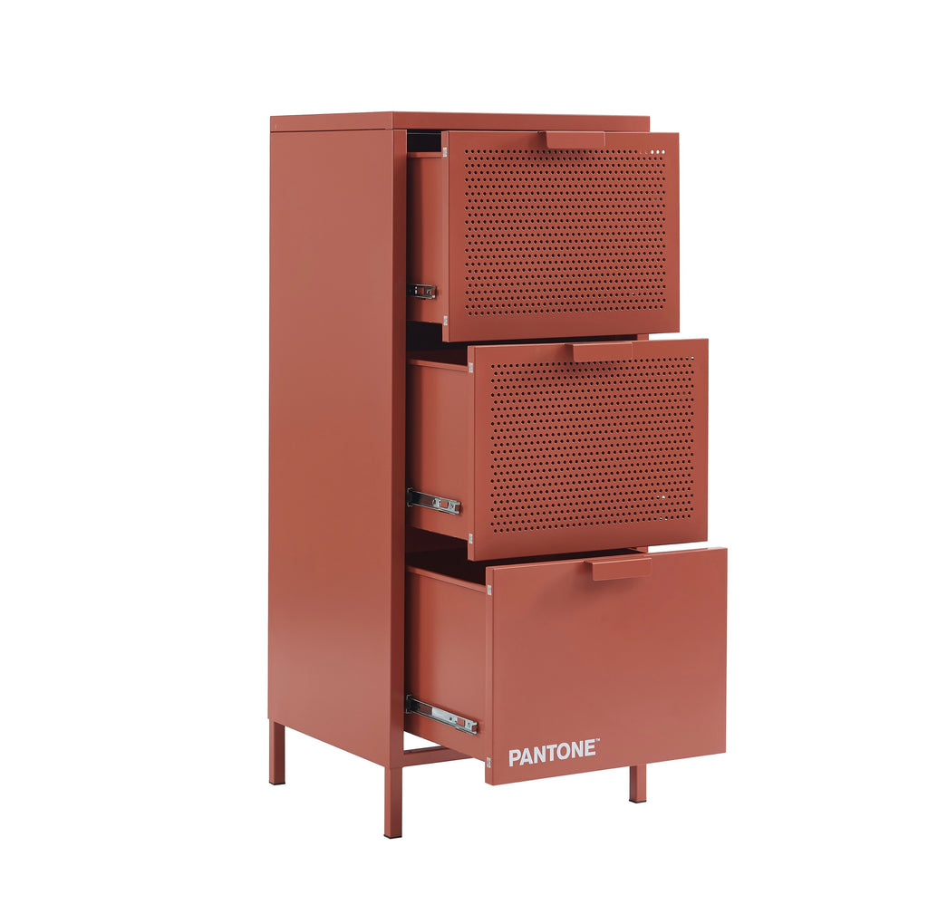 Caisson De Bureau - Métal - Terracotta - 3 Tiroirs