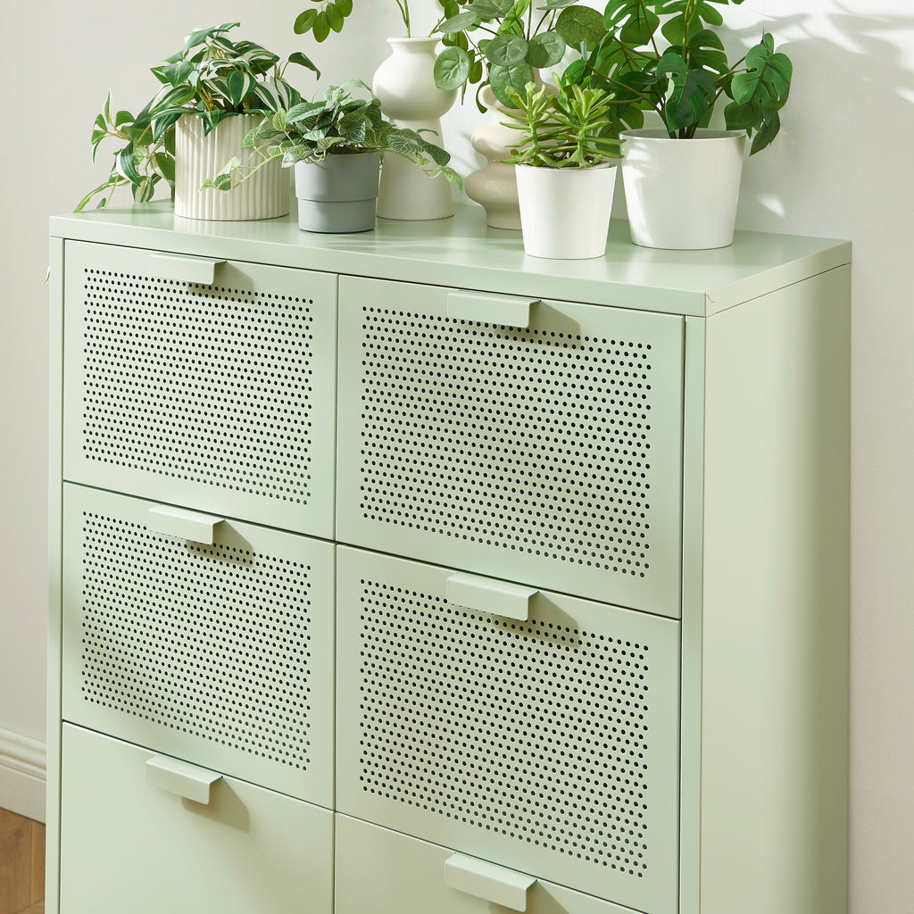 Commode - Métal - Vert Amande - 6 Tiroirs