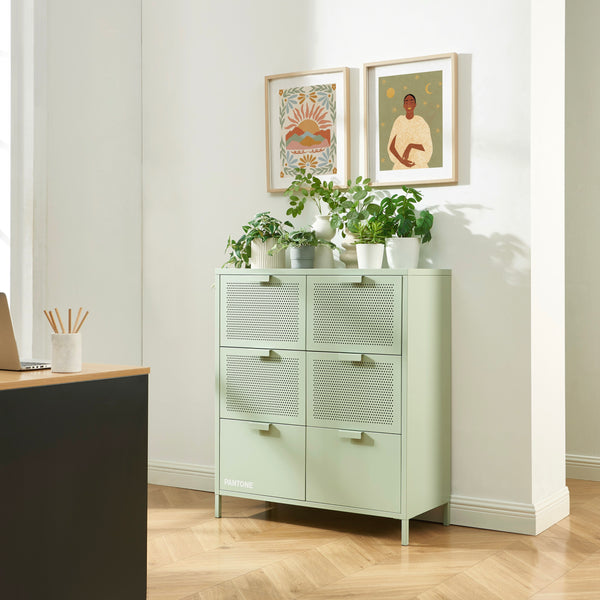 Commode - Métal - Vert Amande - 6 Tiroirs