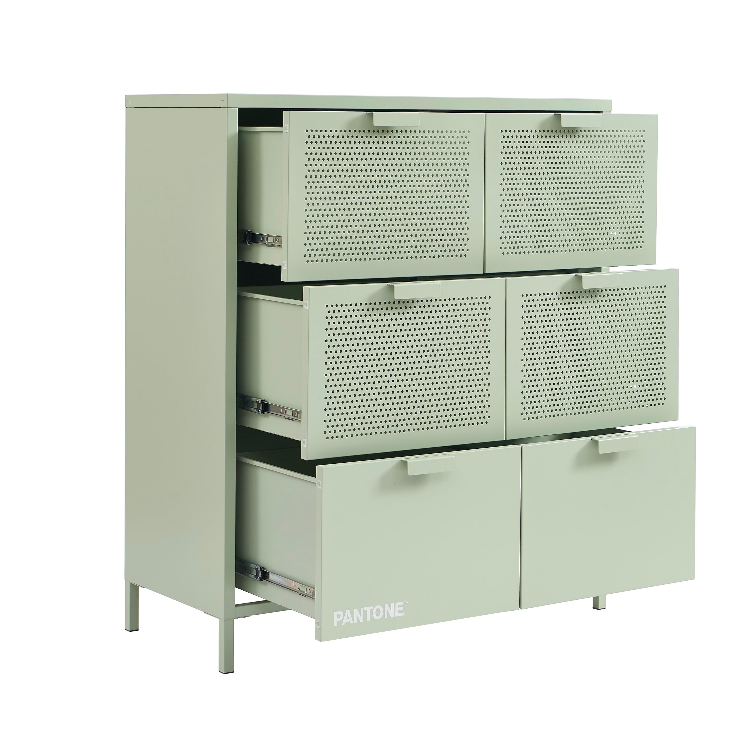 Commode - Métal - Vert Amande - 6 Tiroirs