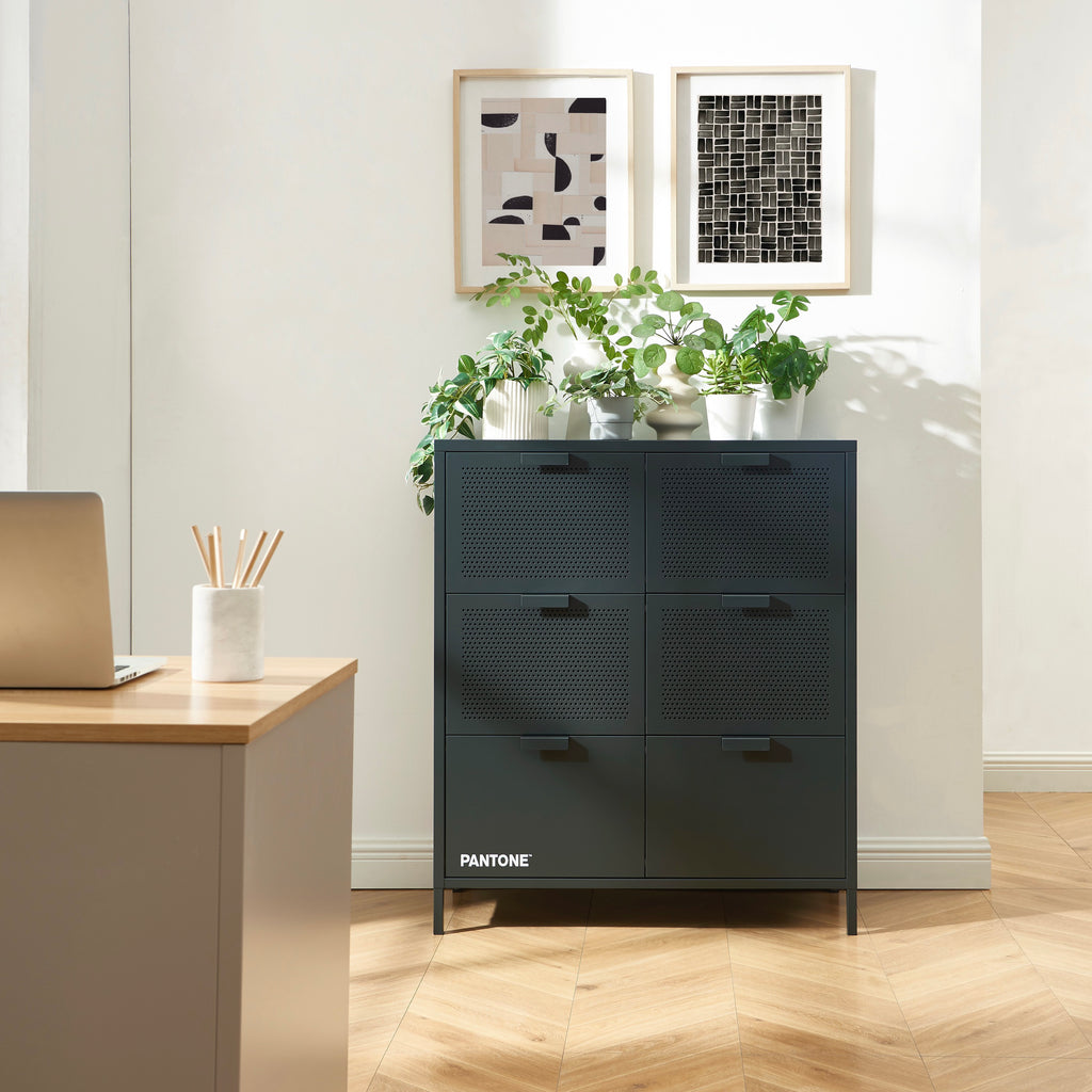 Chest of drawers - Metal - Anthracite Gray - 6 Drawers