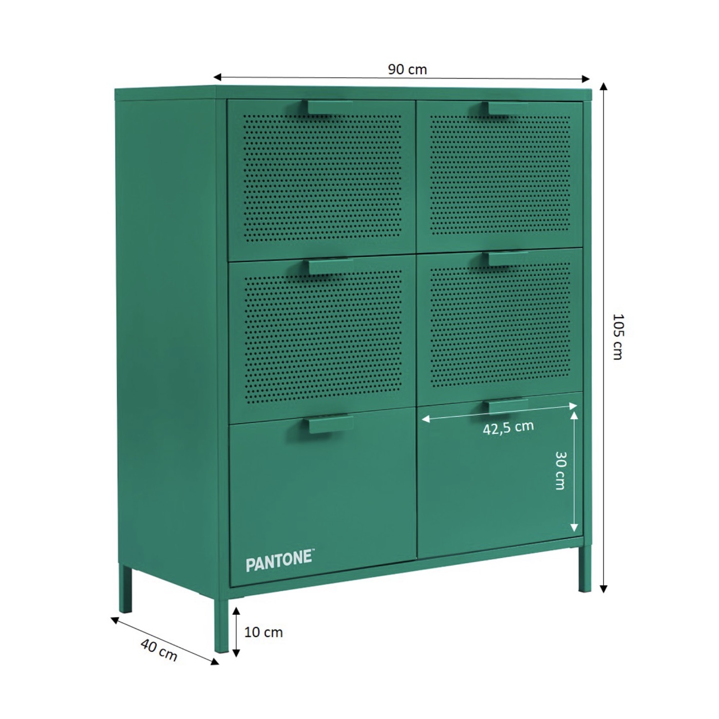 Commode - Métal - Vert Émeraude - 6 Tiroirs