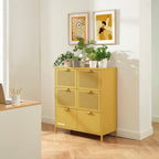 Commode - Métal - Jaune Moutarde - 6 Tiroirs