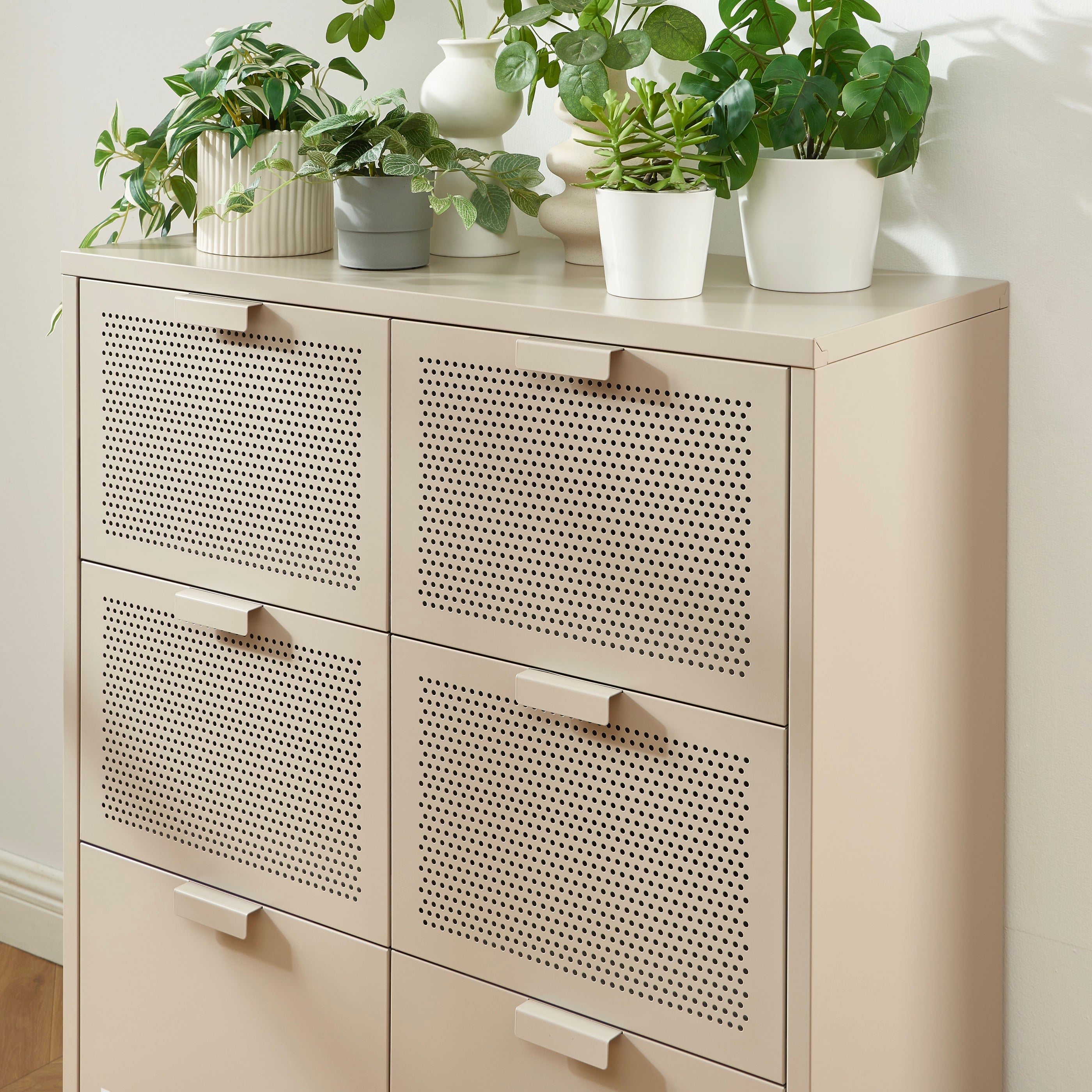 Chest of drawers - Metal - Taupe - 6 Drawers