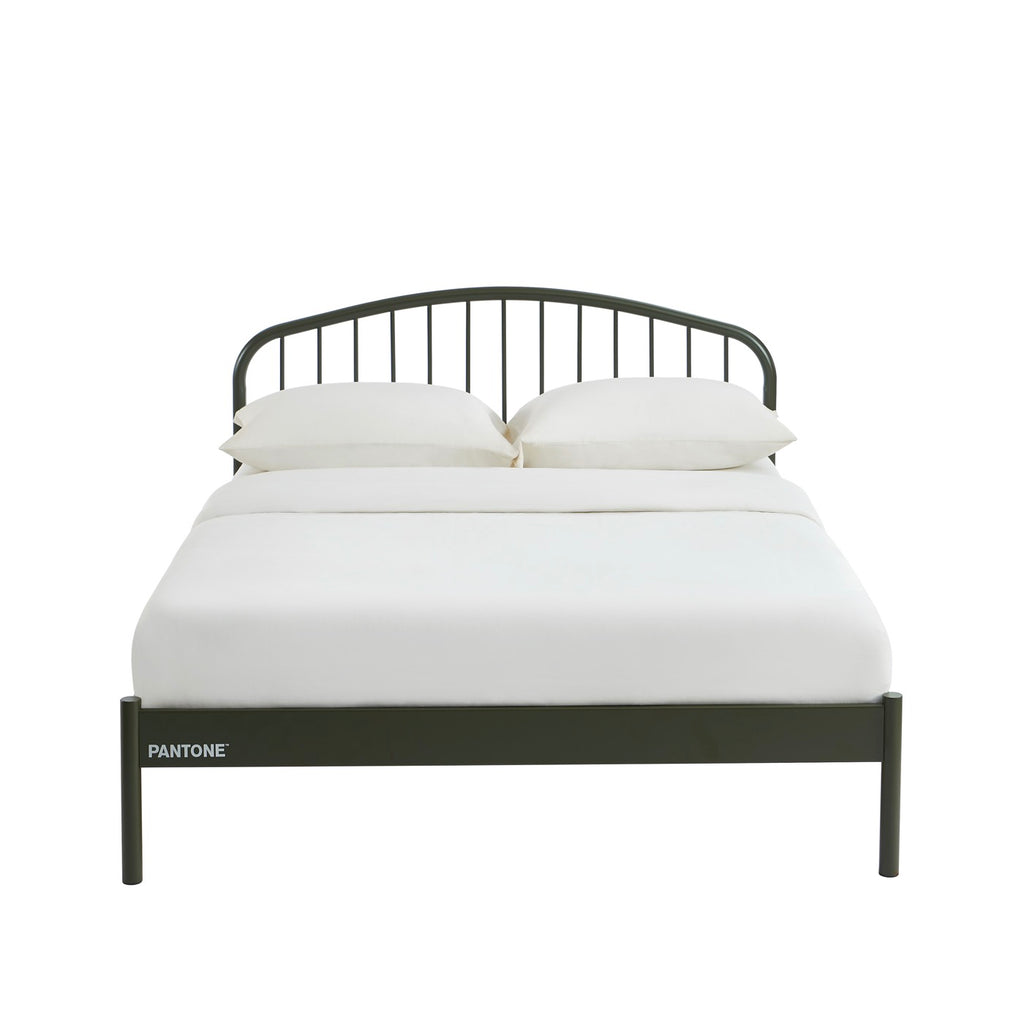 Lit 140x190 - Métal - Vert Olive - Sommier Inclus