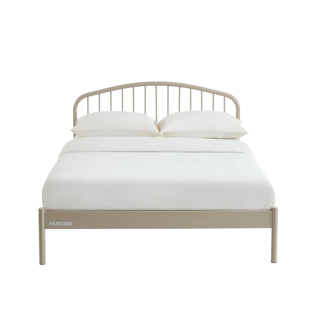 140x190 bed - Metal - Taupe - Box spring included